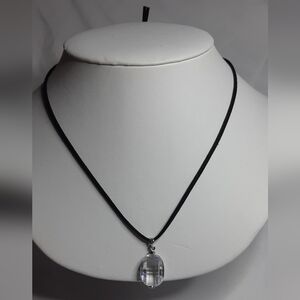 Checkerboard Cut Crystal 18K RGP Stamped Necklace